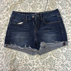 Dark Wash Denim Cuffed Women's Shorts